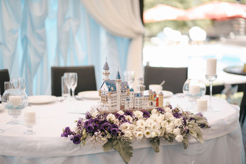 Wedding table decoration elements for a nice lovely banquet