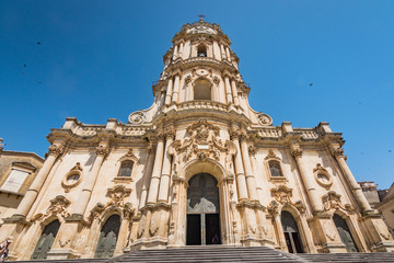 Fototapeta na wymiar The magnificent baroque San Giorgio cathedral of the town of Modica in southern Sicily in Italy.