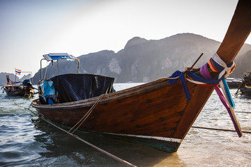 Long boat and tropical beach