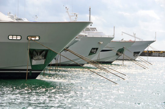 Row of yachts in the port of La Spezia, Italy