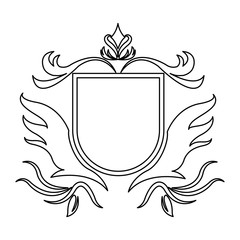 Obraz premium shield decoration royal heraldic ornament line vector illustration