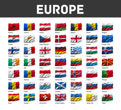 Set of European flags