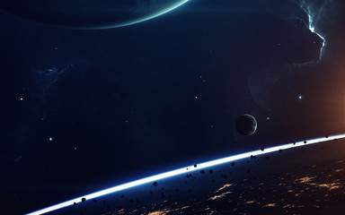 Deep space imagination, planets, stars and galaxies in endless universe Elements of this image...