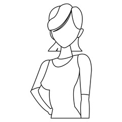 portrait young woman gesturing style outline vector illustration