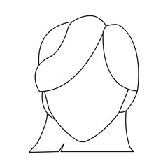 cute face woman female hairstyle outline vector illustration