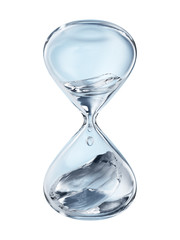 hourglass with dripping water close-up