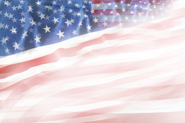 Stars and stripes America blurred USA flag background