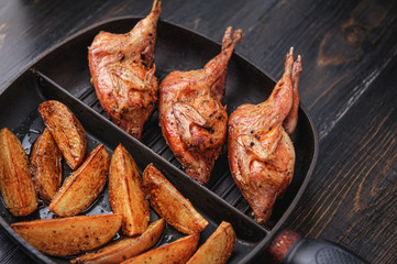 Homemade eco-friendly cooked quail