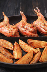 Homemade eco-friendly cooked quail