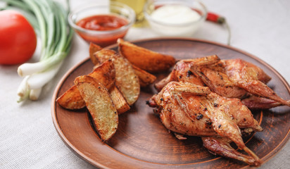 Homemade eco-friendly cooked quail