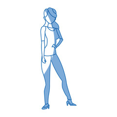 silhouette woman standing character image vector illustration