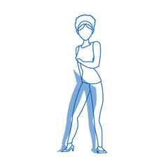 silhouette woman standing slim character vector illustration