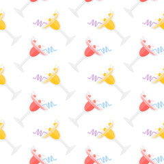 Fruit cocktail with yellow and red cherry.