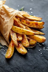 Oven baked potato wedges with  sea salt