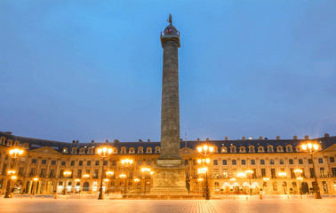 Fototapeta na wymiar The famous Vendome column at night, Paris, France.