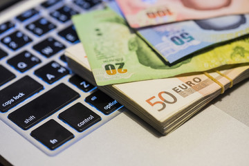 Money is important for everybody make us financial freedom, euro banknotes , us dollar banknotes,