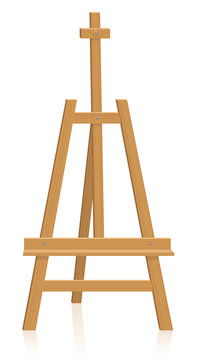 Tripod easel - painting or presentation equipment - isolated vector illustration on white background.