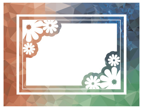 Color mosaic frame with decorative flower. Vector clip art.