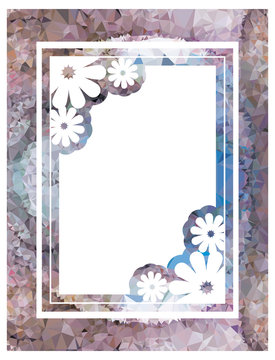 Color mosaic frame with decorative flower. Vector clip art.