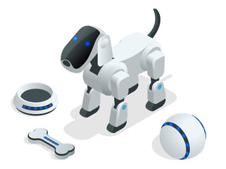 Isometric set of Techno Robot dog.