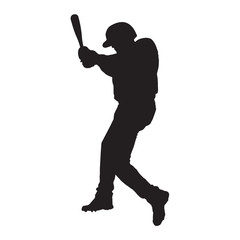 Fototapeta na wymiar Baseball player, side view, batter vector silhouette