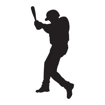Baseball player, side view, batter vector silhouette