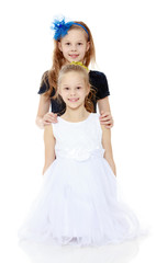 Little Caucasian girl twins.