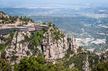 Santa Maria de Montserrat abbey in Montserrat mountains near Barcelona, Spain