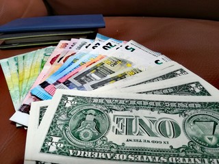 Thai bath Euro and dollar money 