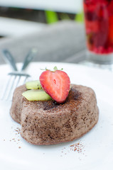 chocolate lava with fresh fruit