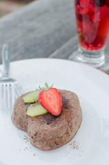 chocolate lava with fresh fruit
