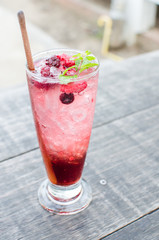 close up of raspberry soda