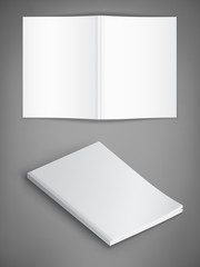 Vector mockup of magazine cover on gray background.