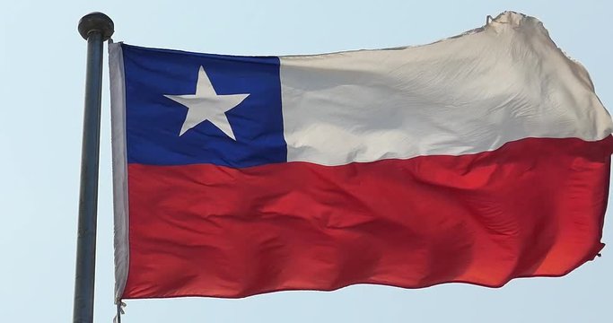 4k chile flag is fluttering in wind.
