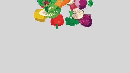 Vector Vegetables Flying and Falling in Alpha Channel