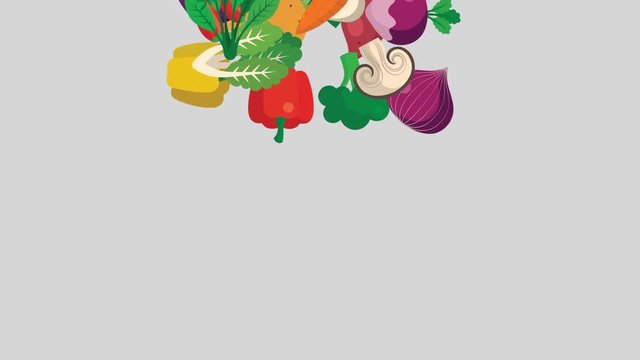 Vector Vegetables Flying and Falling in Alpha Channel