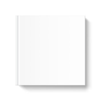 Blank square book cover template on white background