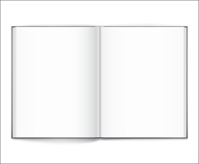 Blank of open book with cover on white background. Template