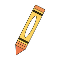 color image cartoon orange wax crayon for paint vector illustration