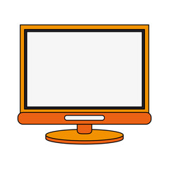 color image cartoon front view computer display with base vector illustration