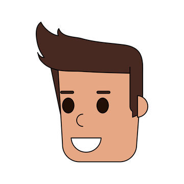 color image cartoon side view face guy with hairstyle vector illustration