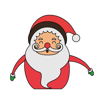 color image cartoon half body fat santa claus smiling vector illustration