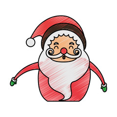 color pencil cartoon half body fat santa claus smiling vector illustration