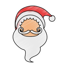 color pencil cartoon front view faceless santa claus vector illustration