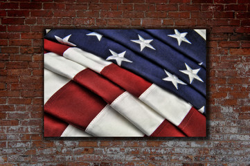 American flag on a wall
