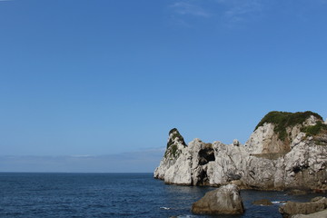 Fototapeta na wymiar The scenery of Shiraiwa and the sea on Shirasaki coast.