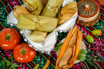 Mexican tamales made of corn and chicken