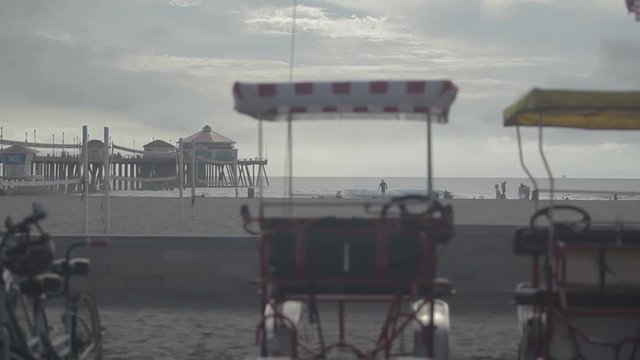 Huntington Beach Pier and Ocean Horizon in Distance - Huntington Beach in Los Angeles California