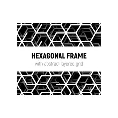 Abstract square frame with layered lines triangular grid and shadow