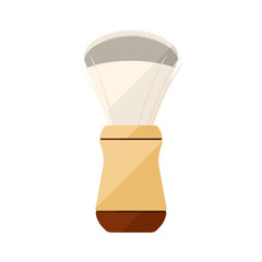 Shaving brush flat icon with white wooden handle